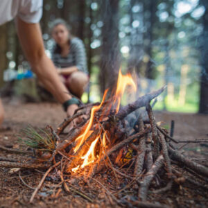 building a camp fire