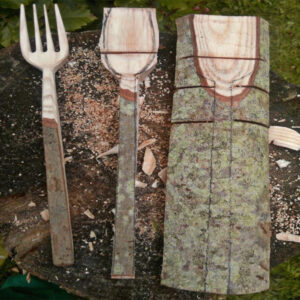 bushcraft, carved fork, carved utensil